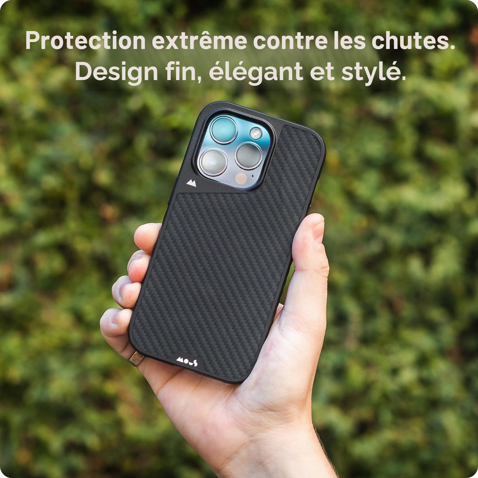 Mous pour iPhone 15 Pro Max Coque Compatible avec MagSafe, Limitless Fibre de Carbone - Antichoc