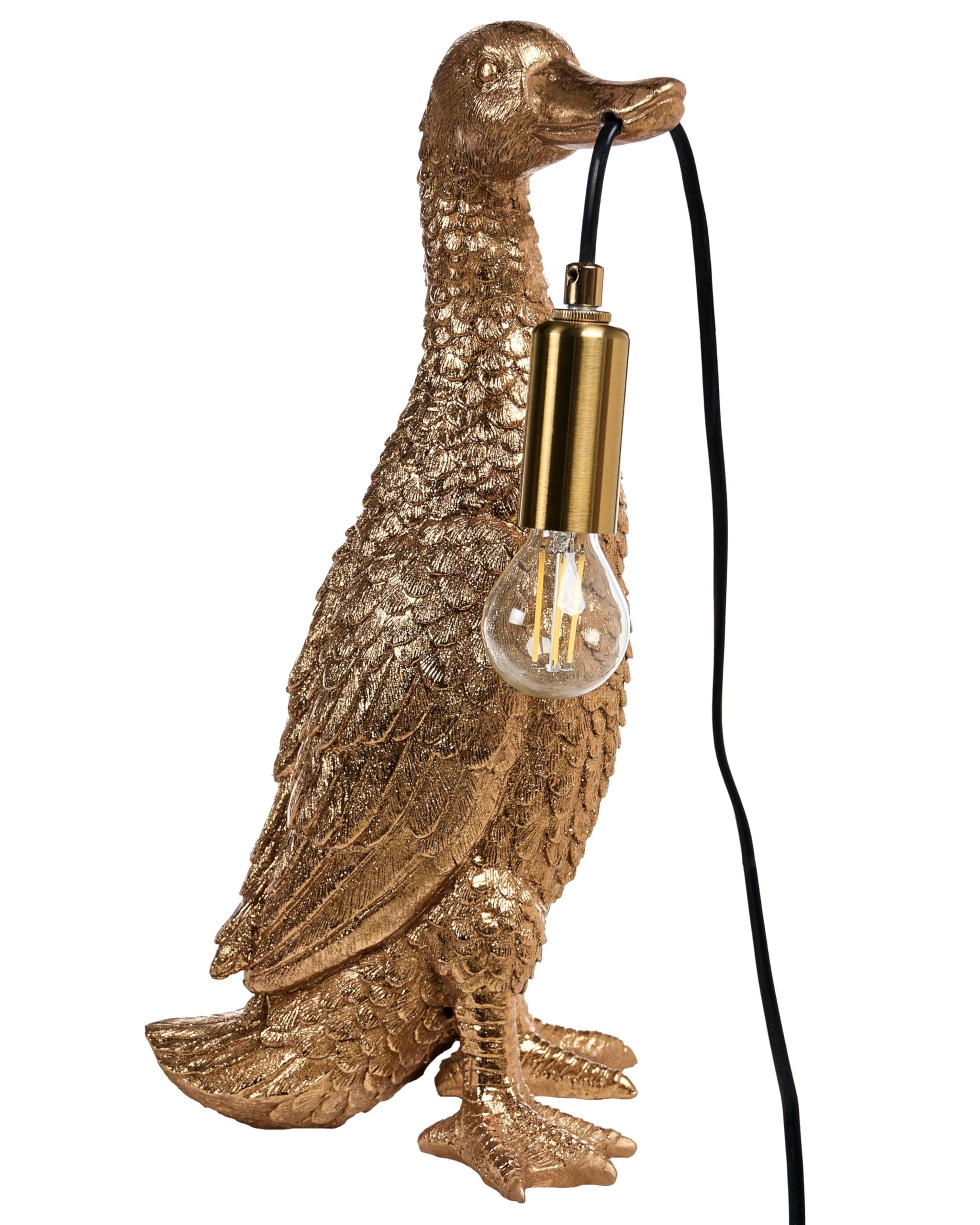 Tischlampe Kunstharz gold Glühbirnen-Optik 1-flammig Tiermotiv Ente Anatis