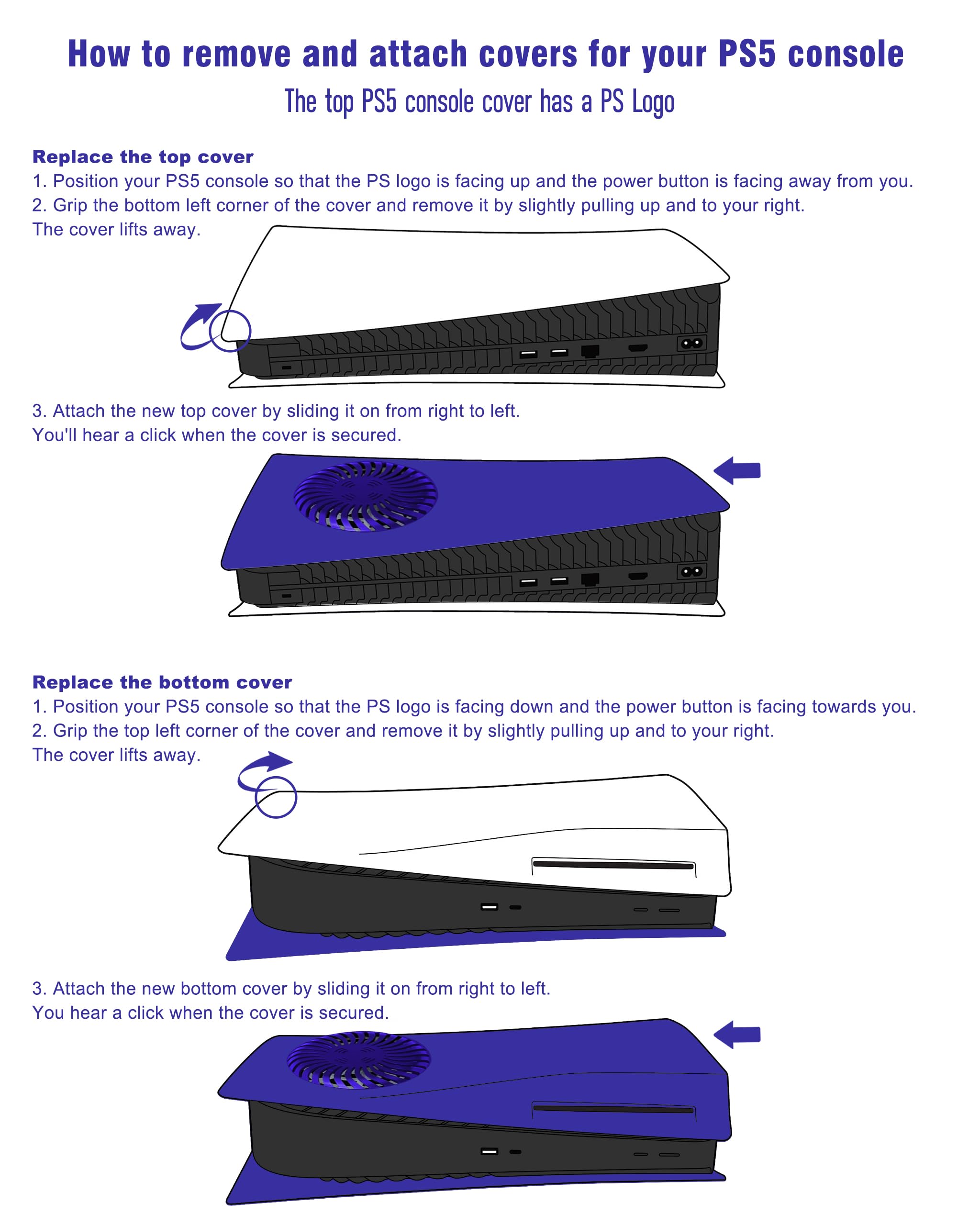 Joso Faceplate pour PS5 Disc Edition, Anti-Scratch boîtier de Remplacement étanche à la poussière, Cover Skin fit pour Console PS5 (CD-ROM) avec évent de Refroidissement