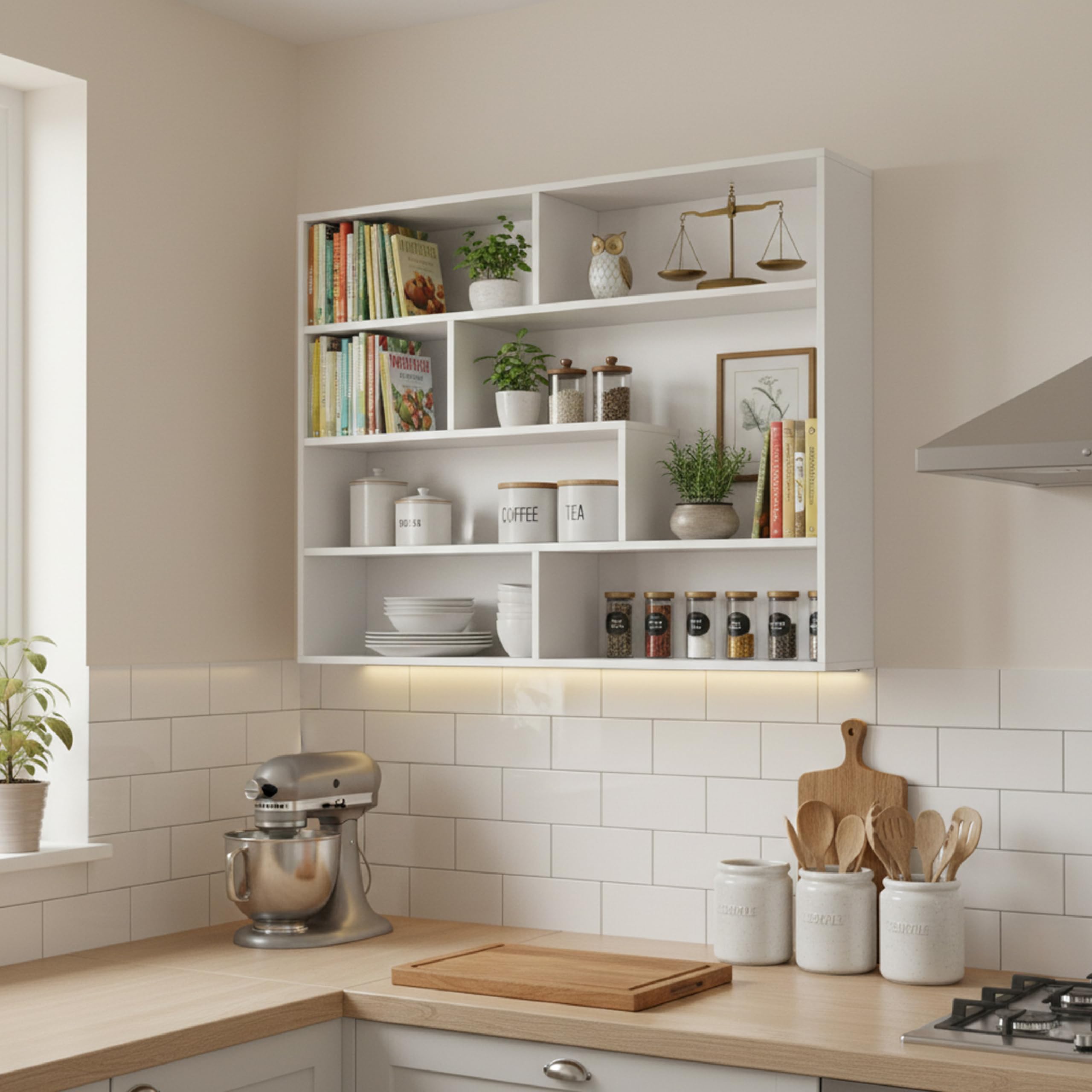 Baroni Home Libreria di Design Moderna, Scaffale Verticale a Zig Zag, Scaffale Porta Libri per Soggiorno Camera Ufficio, Montaggio Facile, 19.5x94x80 cm, 4 Livelli Bianco