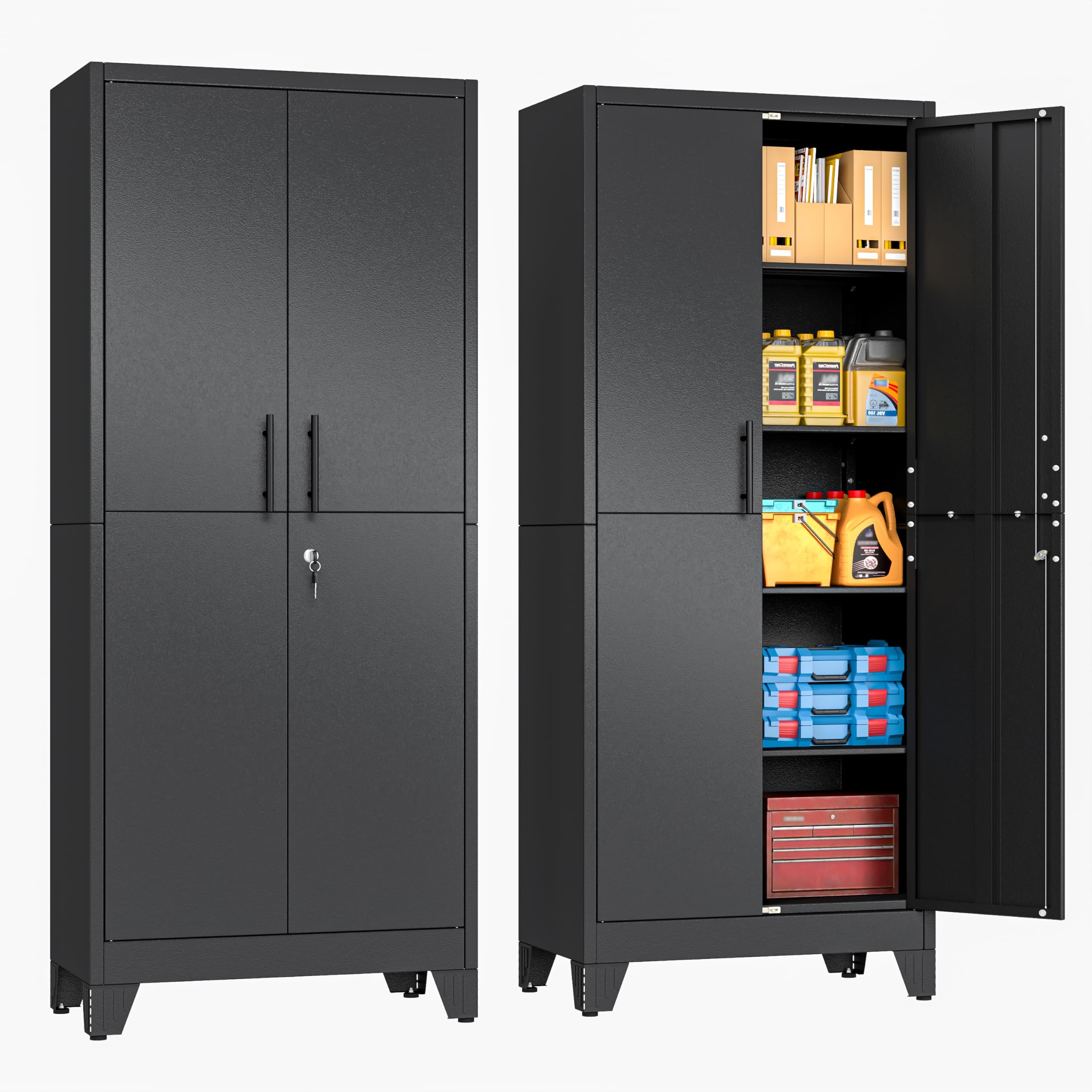 PAOFIN 71" Tall Metal Storage Cabinet with Lock and Adjustable Shelves
