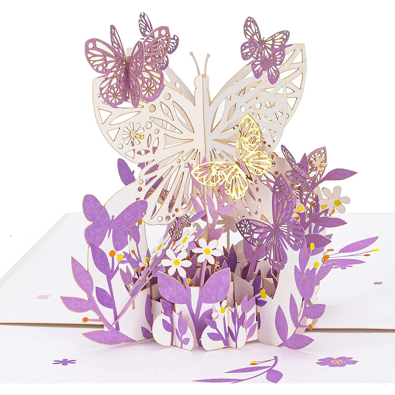 JZS 3D Greeting Cards with Envelope,Purple Butterflies Pop Up Card,Birthday Greeting Cards,Valentine's Day Gift Cards,Mother's Day Thanksgiving Cards,Classmates and Friends Memorial Card