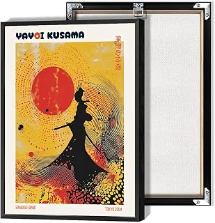 Vintage Japan Samurai Spirit Poster Infinite Samurai Canvas Wall Art Yayoi Kusama Classic Abstract Artwork Aesthetic Prints Painting For Living Room Bedroom Wall Decor 12x16in Unframed
