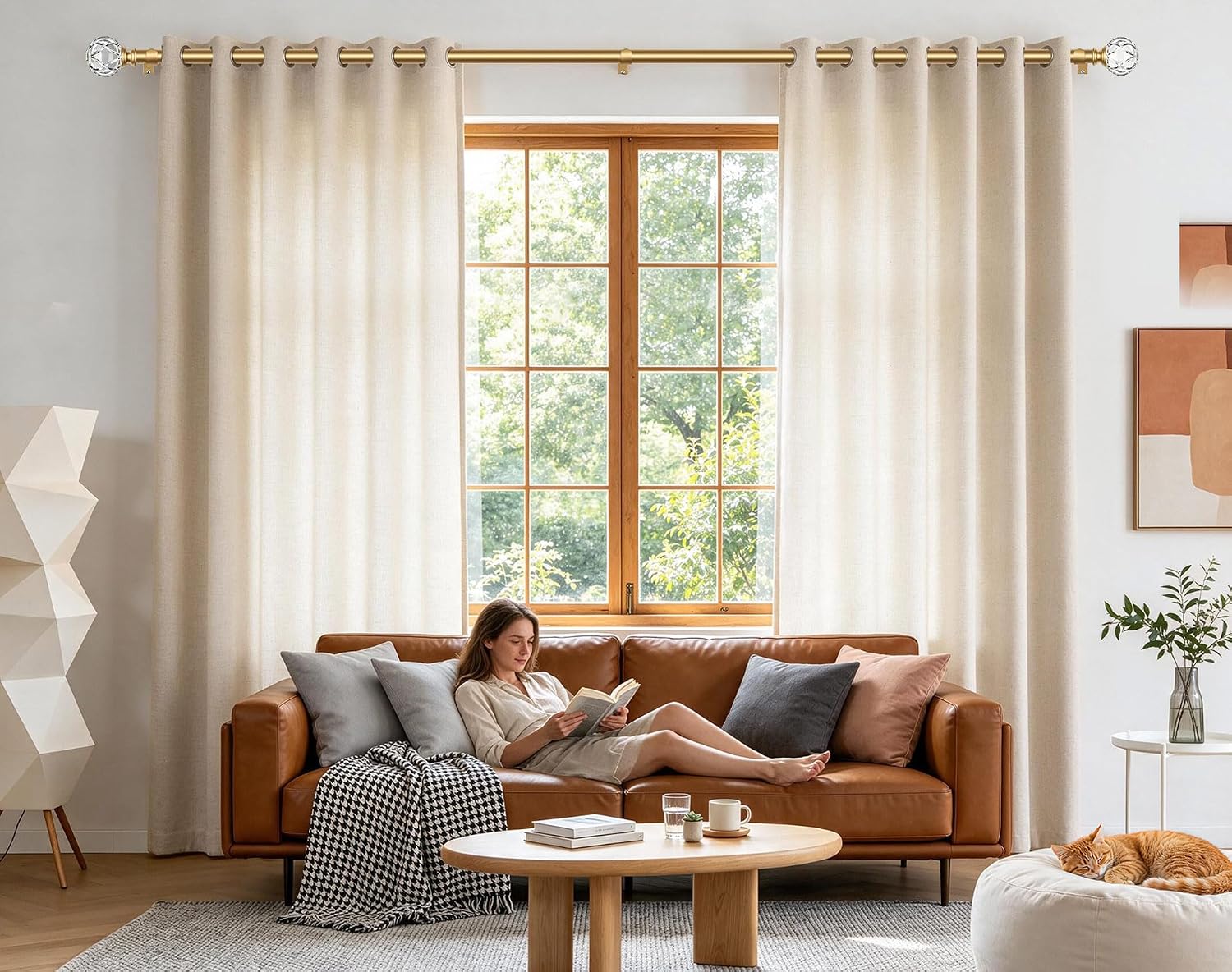 KAMANINA Gold Curtain Rods for Windows 48-84 Inches Heavy Duty Drapery Rod image 2