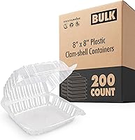 Vista 10 de Stock Your Home - Envase de plástico para llevar alimentos y postres, 25 unidades de 5 x 5 pulgadas, envases de plástico con bisagras, desechables