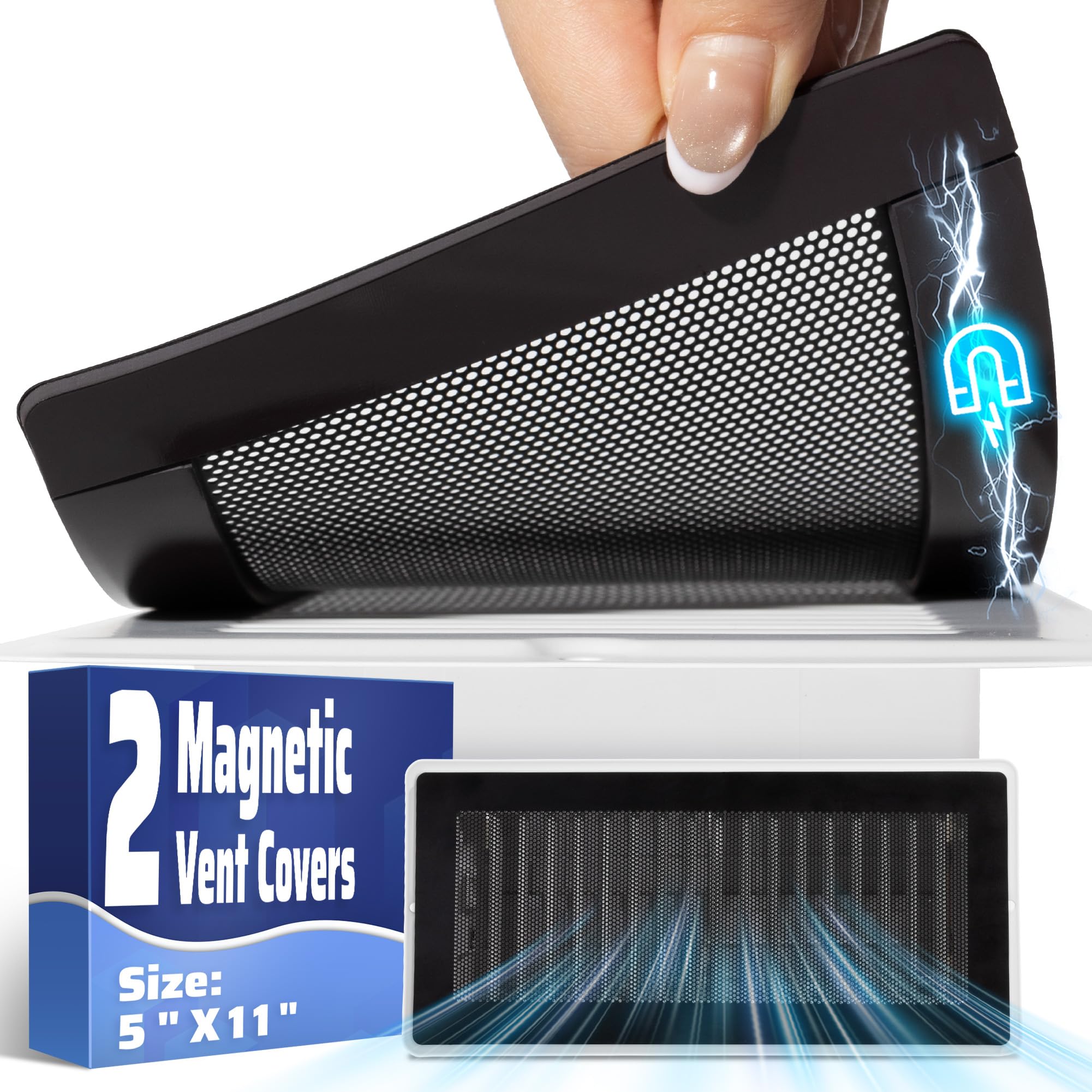 Photo 1 of JSLIN Magnetic Vent Mesh Screen - 5" x 11", Black (4 Pack)