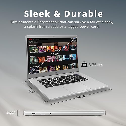 Miniatura 8 de SAMSUNG Plus V2 - Laptop Chromebook 2 en 1 con pantalla táctil FHD de 12.2 pulgadas, Intel Celeron 3965Y, 4 GB de RAM, 64 GB eMMC, cámara frontal