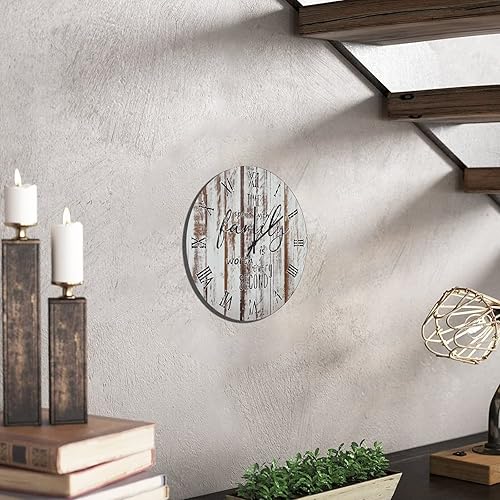Miniatura 74 de UFunhome Reloj de pared de madera con cita familiar, el tiempo que pasa con la familia vale la pena cada segundo, reloj colgante redondo, funciona