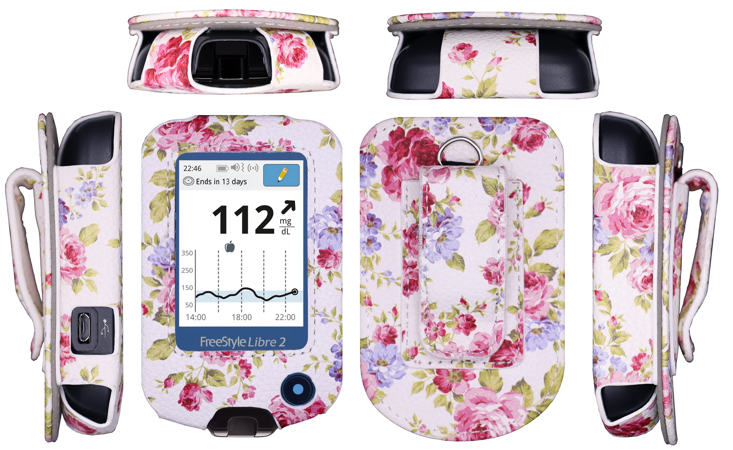 Designed Fitted Leather Case W/Screen Protector (Lanyard Included) for Freestyle Libre 3,Freestyle Libre 2,Freestyle Libre 14 Day (WFL/1)