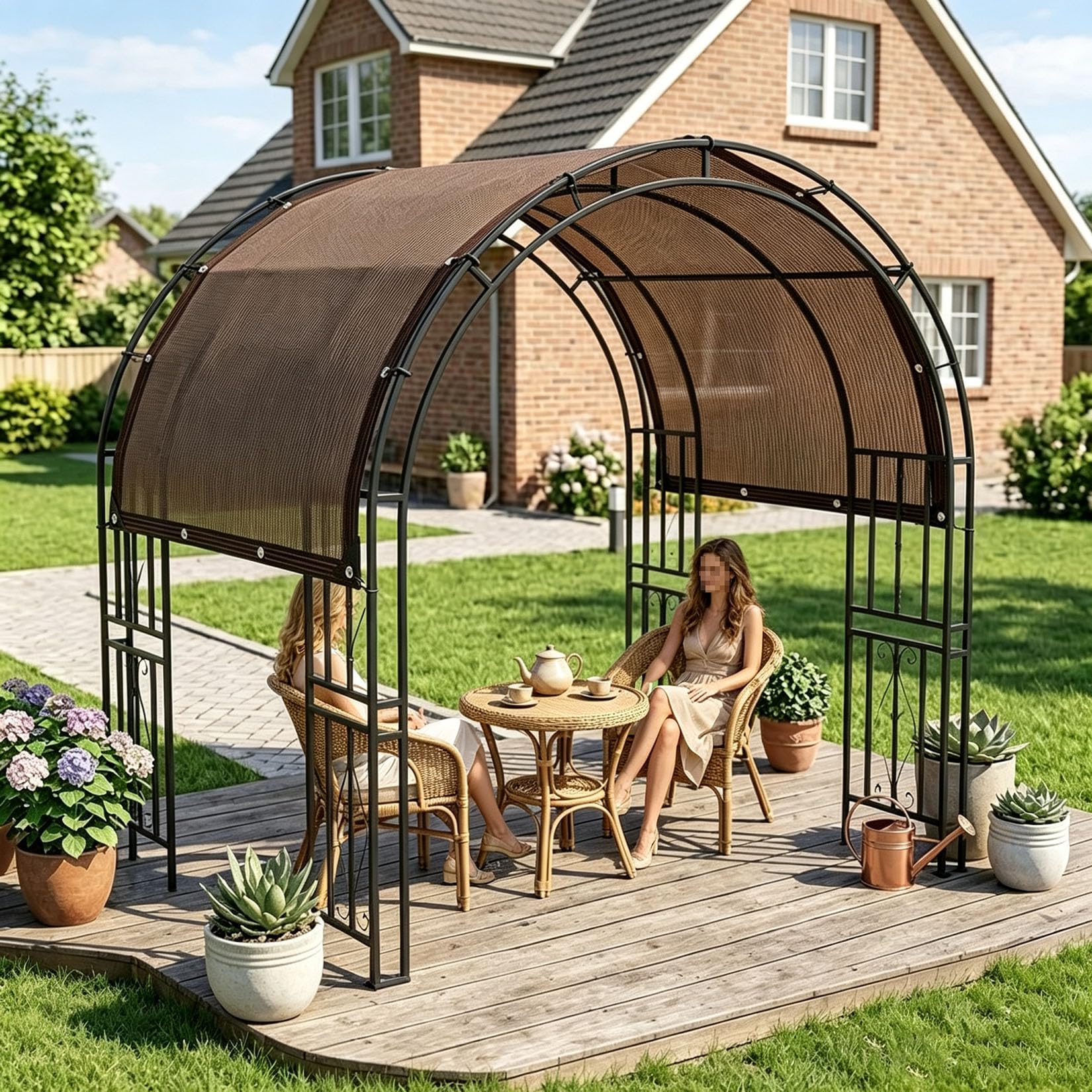 Malla de Sombreo Red de Sombra Malla Sombreadora Exterior con Ojales Café 90% Tasa de sombreado para Patio Plantas Pérgola Terraza Balcon Valla Jardin ocultacion(7x8m)