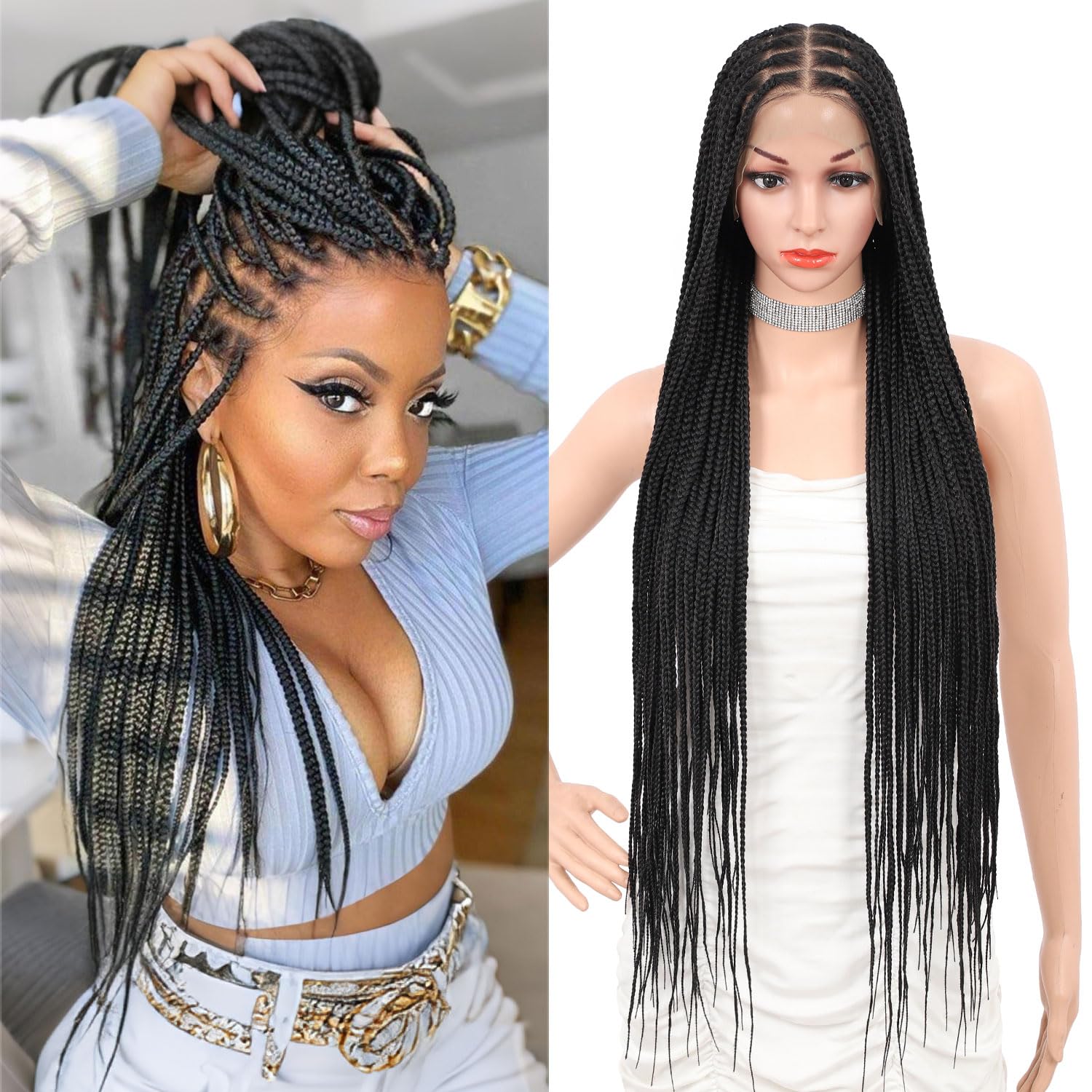 Amazon.com : Fecihor Braided Wigs for Women Knotless Braided 