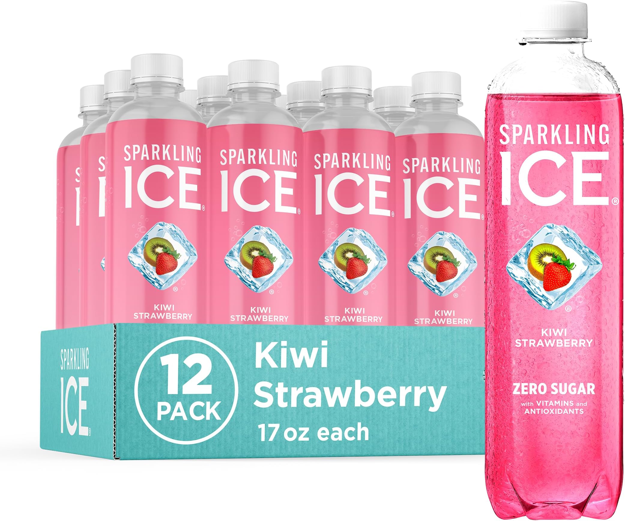 Kiwi Strawberry Sparkling Water, Zero Sugar Flavored Water, with Antioxidants and Vitamins, Zero Sugar, 17 fl oz Bottles (Pack of 12)