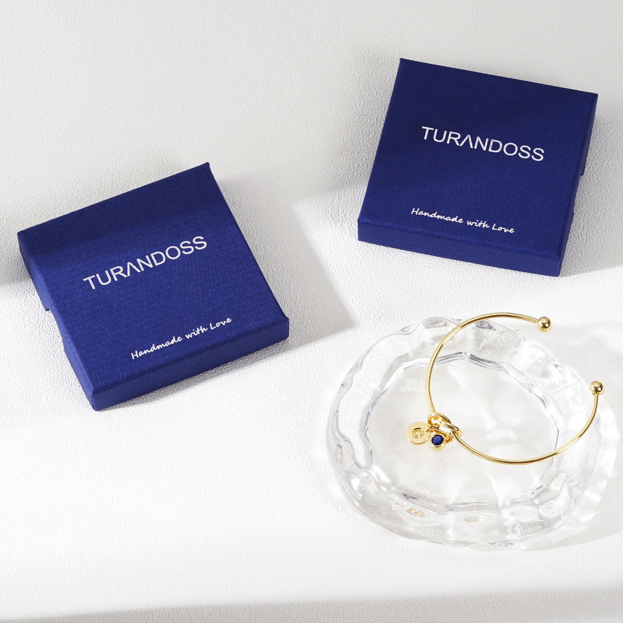 Turandoss Initial Created Birthstone Bracelets for Women Trendy - Dainty 14K Gold Plated Initial Birthstone Knot Cuff Bangle Bracelet - Jewelry Birthday Bridesmaid Proposal Gifts for Women Teen Girls