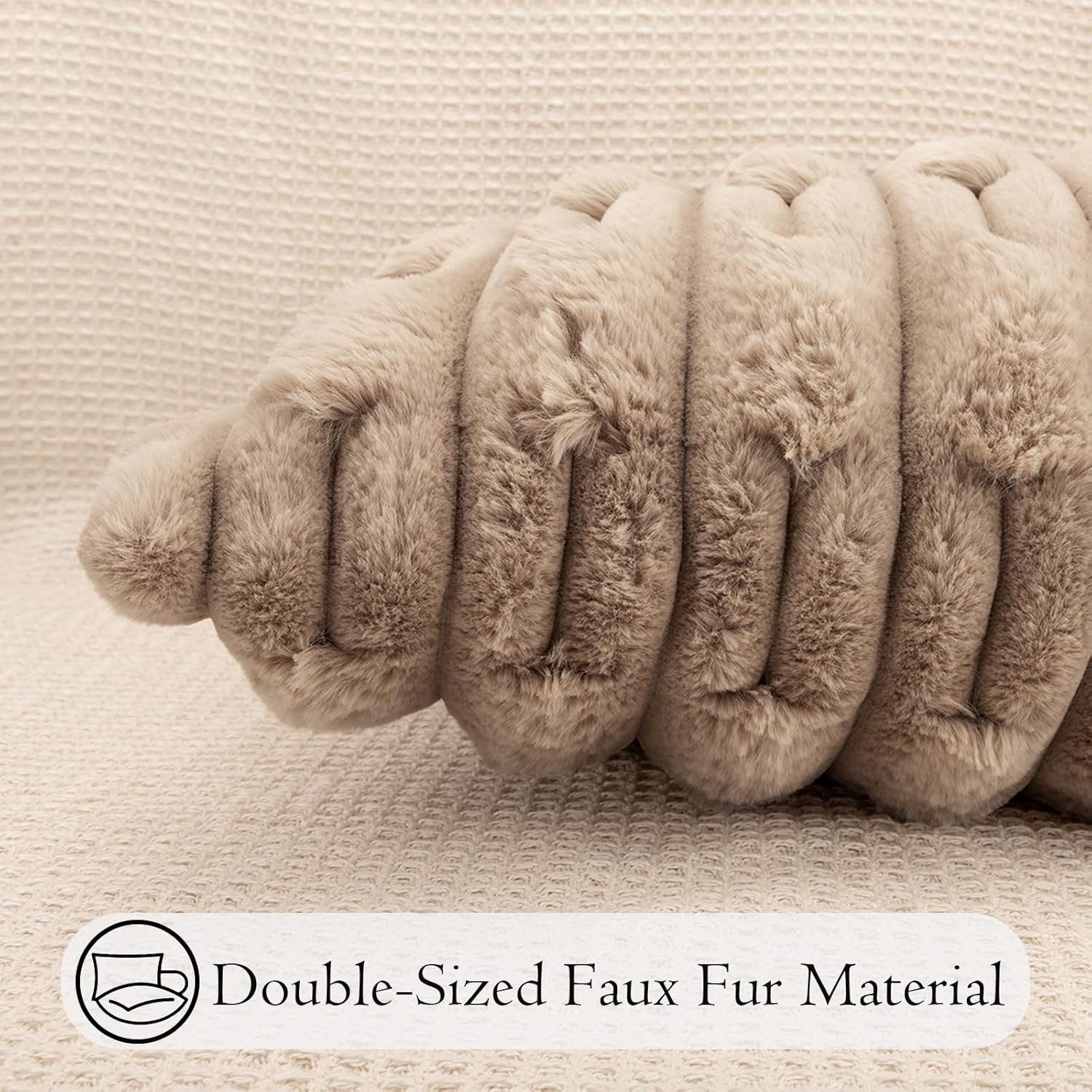 JoraLion Faux Fur Long Pillow Covers 14 x 36 inch, Light Coffee Soft Decorative Lumbar Pillow Cover Luxurious Pillow Case Home Decor for Sofa Bed Room Livingroom