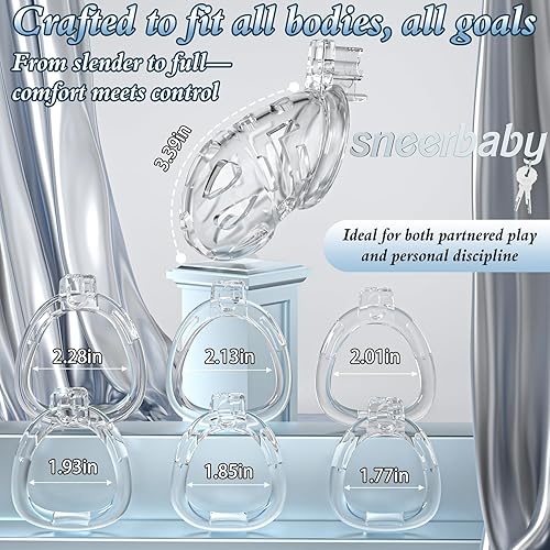 Miniatura 4 de Jaula de castidad masculina  Jaula de silicona suave con 6 anillos ajustables, dispositivo de bloqueo de pene ligero, diseño invisible, cómodo