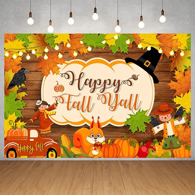 Happy Fall Y'all Backdrop,Fall Party Decorations