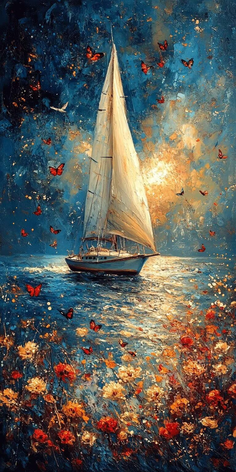 Dipingere con i Numeri Adulti Barche a velaastratto, 100x200cm, k-80