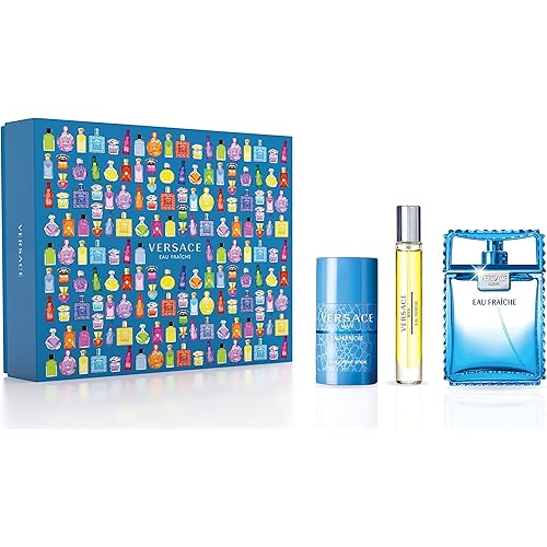 Versace Versace Eau Fraiche Men 3 Pc Gift Set 3.4oz EDT Spray, 2.5oz Deodorant Stick, 0.33 EDT Spray