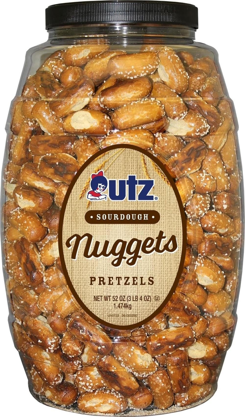 Utz Sourdough Nuggets Pretzels Barrel, 52 Ounce