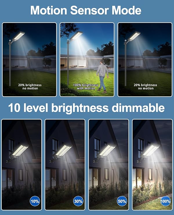 JAYNLT Y-8600W Solar Street Lights Outdoor, 6500K Commercial Parking Lot Light, Dusk to Dawn Solar Security Flood Lights Motion Sensor for Basketball Court, Road, Yard by JAYNLT - Image 7