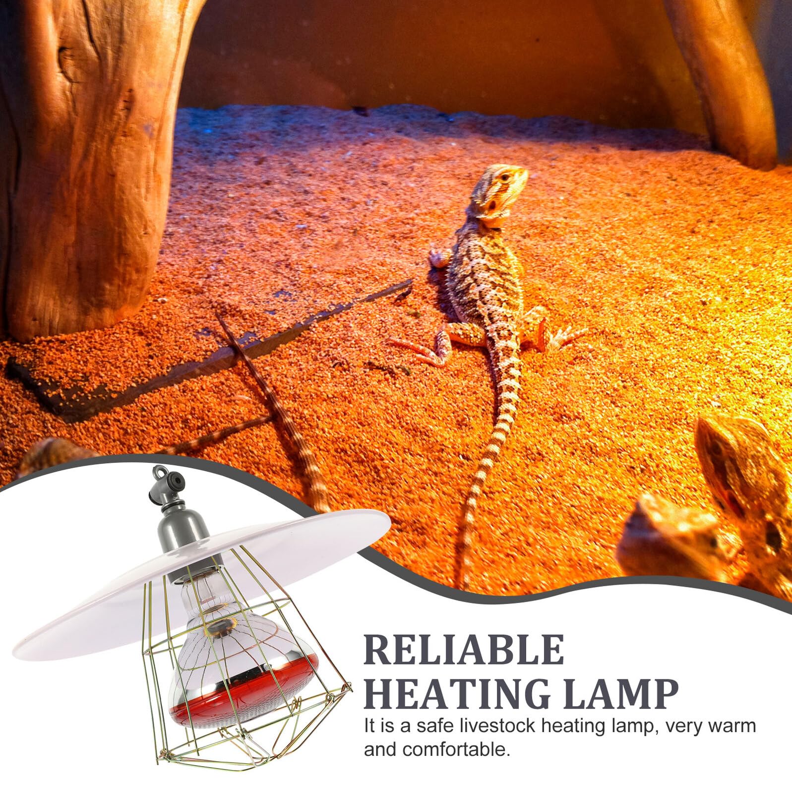 Hohopeti Heizlampe für Viehkäfige mit Metalllampenschirm, Weiß