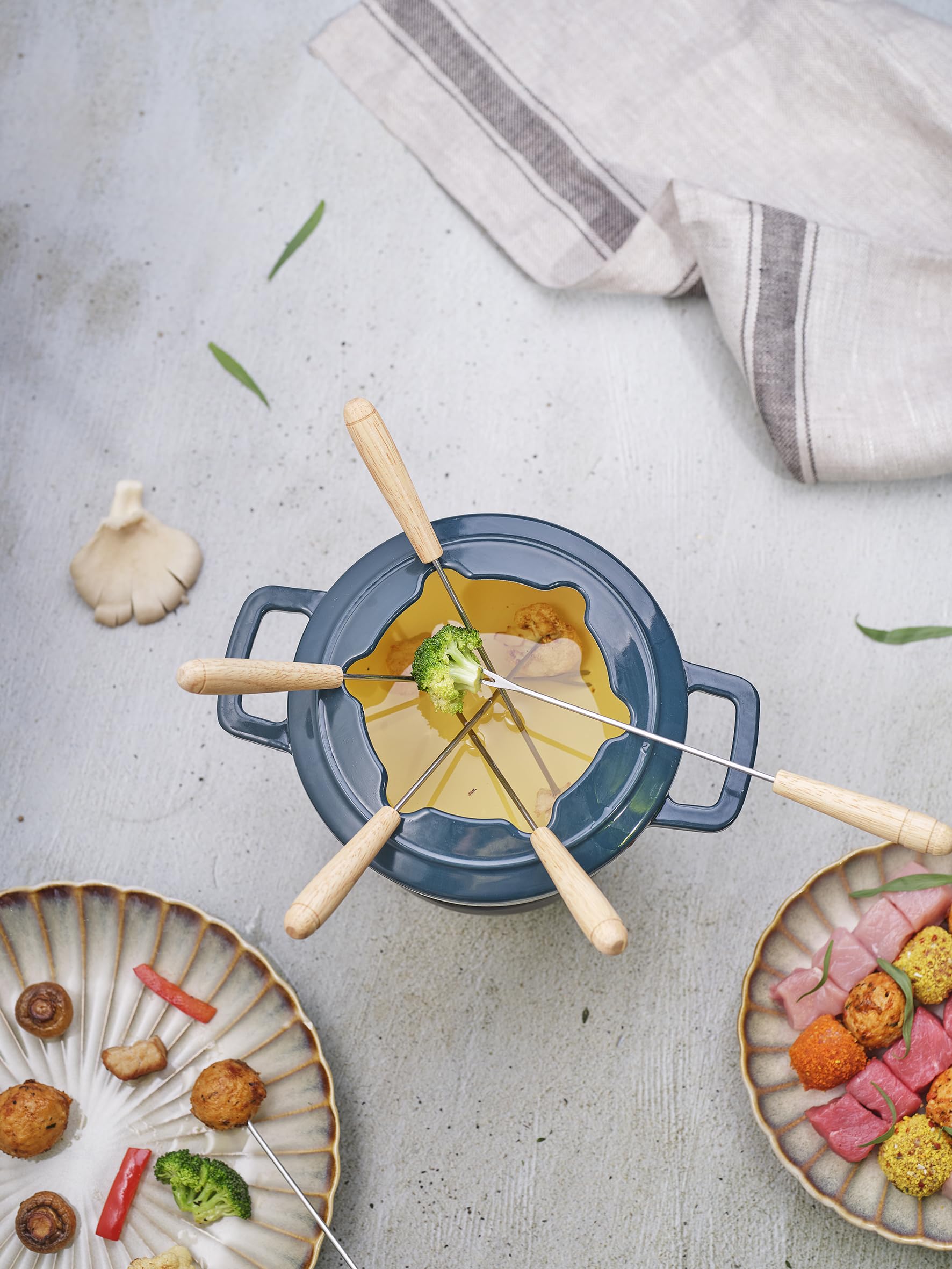 Cosy & Trendy Service à fondue en fonte "FONTESTIC" 6 personnes-Vert Héron-D18 Cm