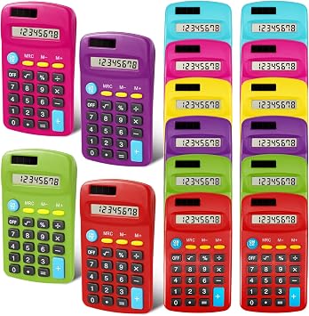 12 Pieces Pocket Calculators, Mini Calculators, Multicolor