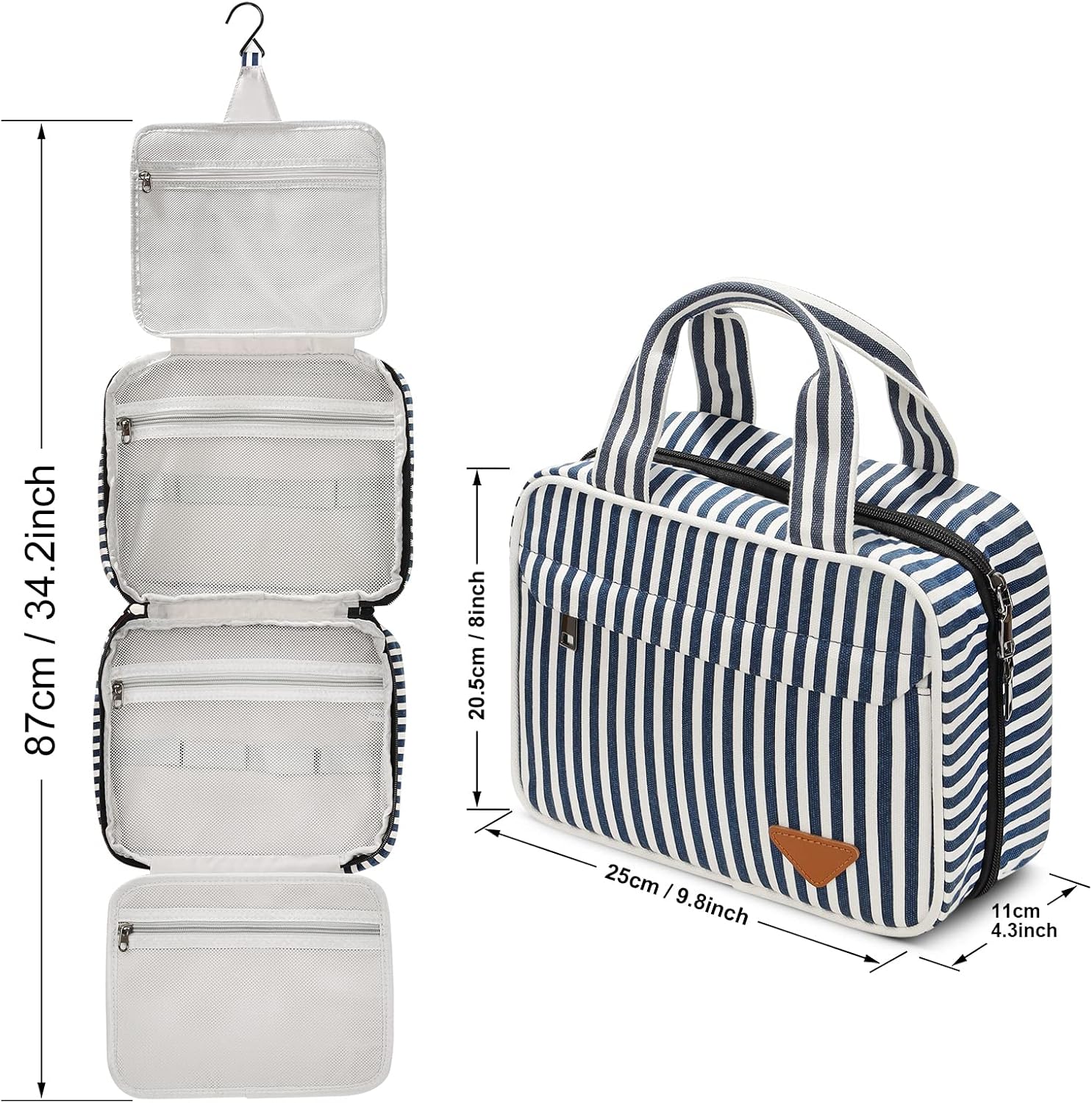 Hanging Toiletry Bag, Travel Toiletry Bag for Women Hanging Cosmetics Bag, Wash Bag with Hanging Hook - Image 3