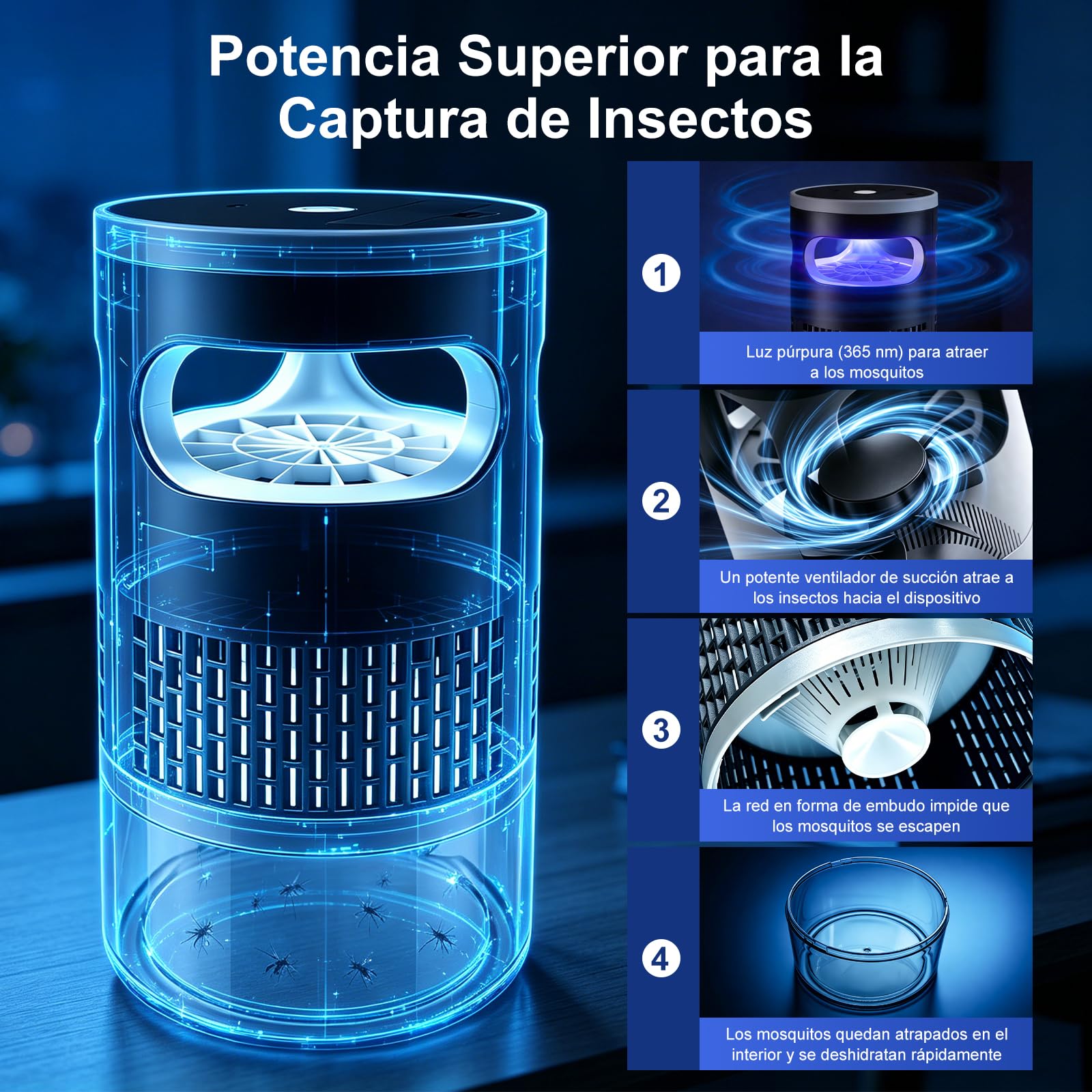 Lámpara Antimosquitos, Mata Mosquitos, Anti Mosquitos Control de Plagas, Interior Exterior lampara Antimosquitos para Dormitorio, Cocina, Salón, Jardín y Camping