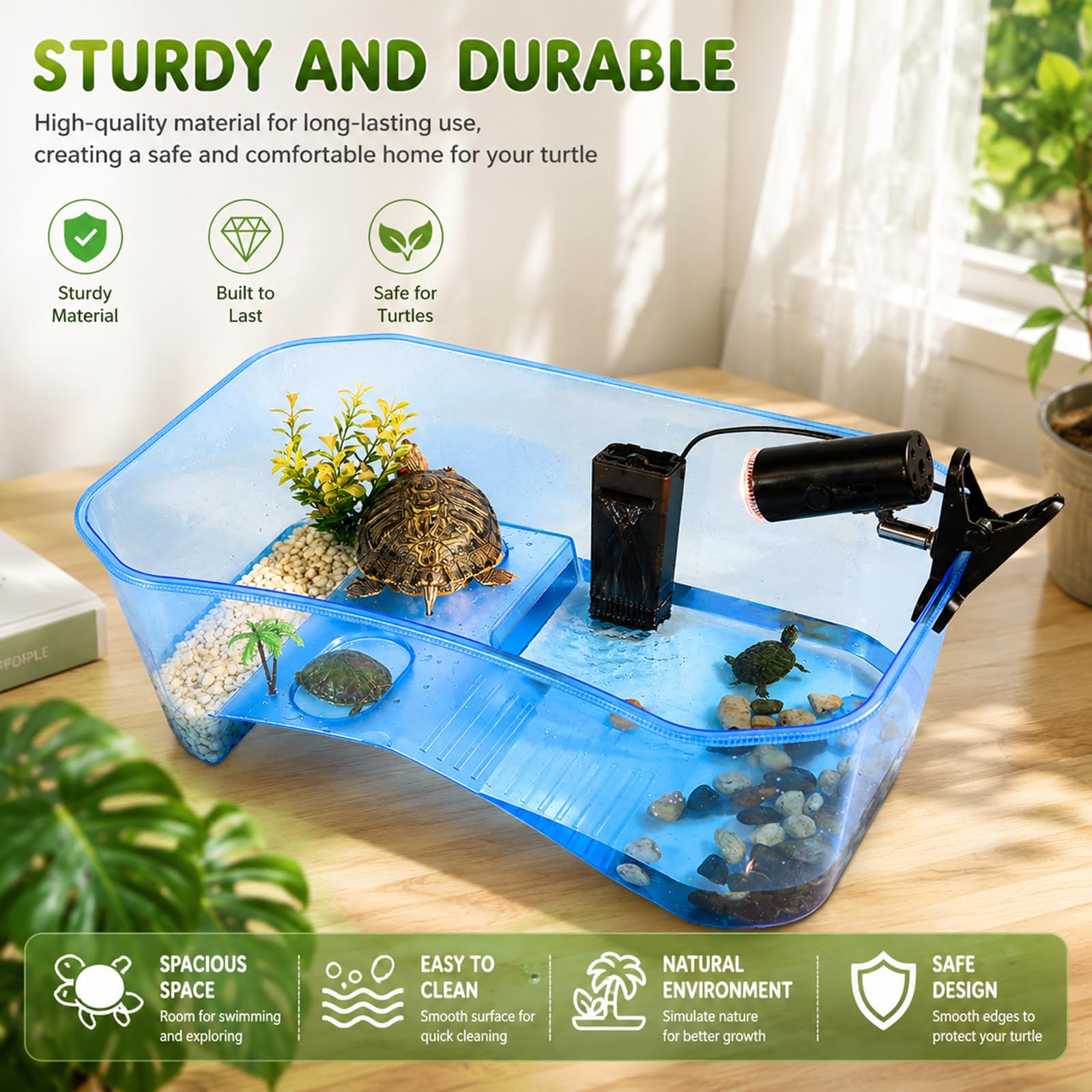 Rypet Small Turtle Tank Aquarium(Excluding Accessories) Blue