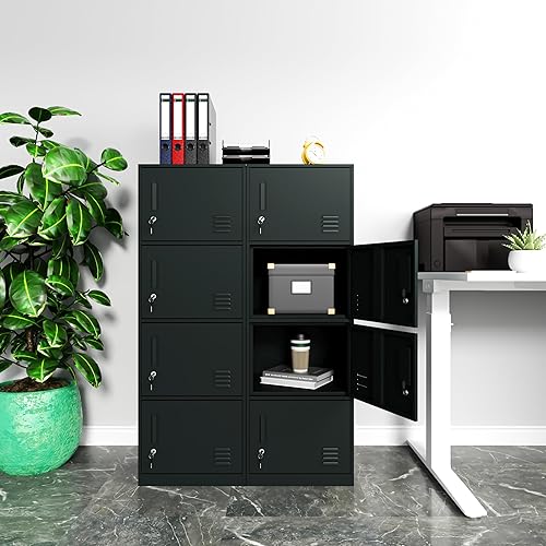 Vista 33 de Taquillas de metal para empleados, armario de almacenamiento de oficina con 4 puertas, armario alto para empleados, escuela, oficina, hogar