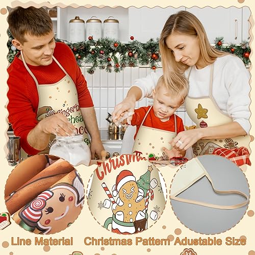 Miniatura 4 de Toulite Delantal de cocina ajustable, 10 piezas, delantales de cocina de Navidad, delantal de chef divertido para mujeres y hombres, Navidad, Varios