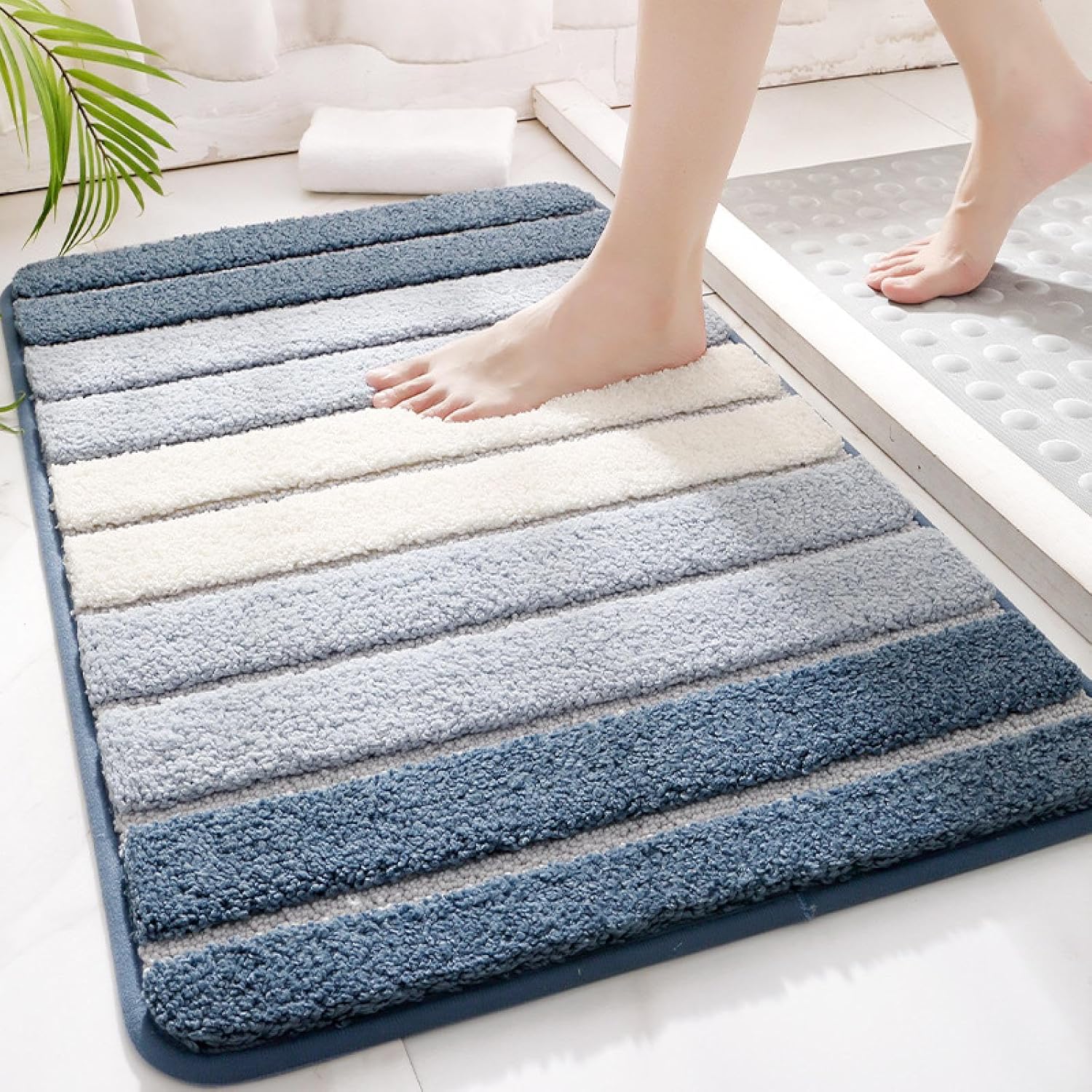 Cross-Border Minimalist Stripe Entry Door Mat Door Mat Carpet Toilet Bathroom Anti-Slip Absorbent Floor Mat