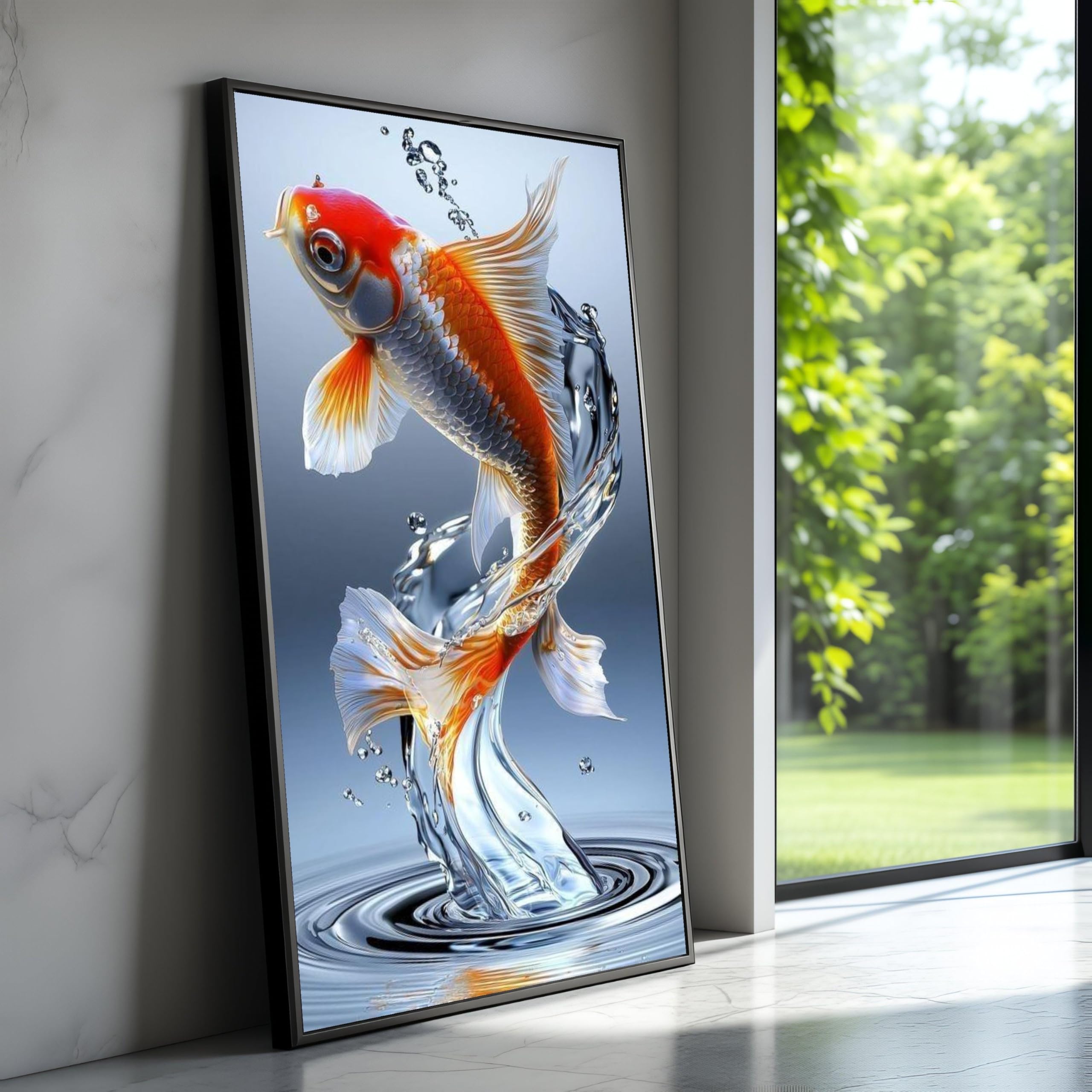 Peinture de carpes japonaises symbole de sérénité pour votre mur - 8