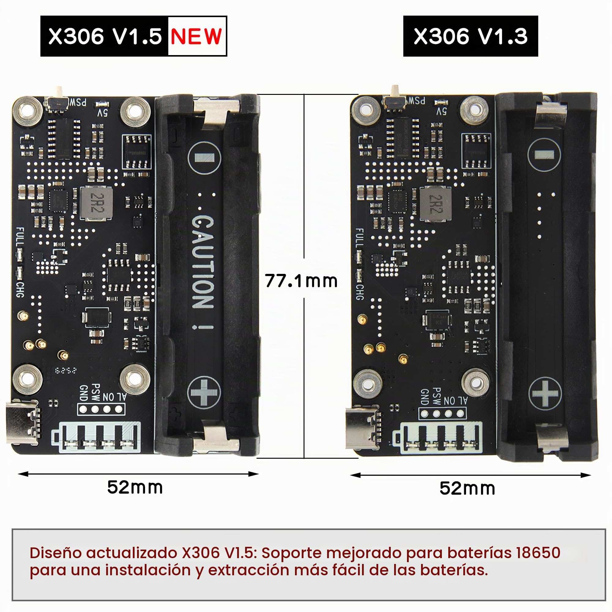 Geekworm X306 V1.3 Ultra-Thin UPS Shield for Raspberry Pi Zero 2 W