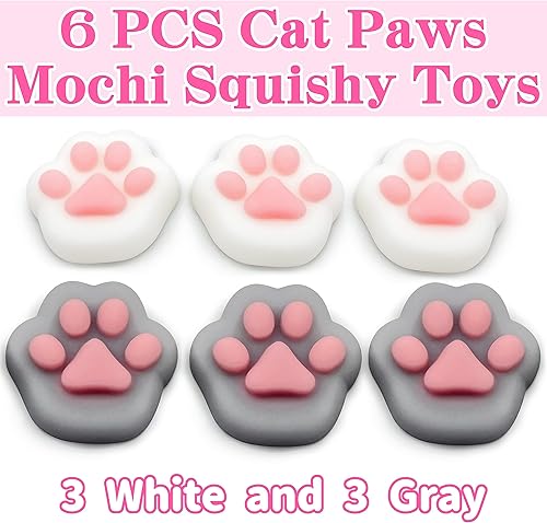 Miniatura 2 de 6 piezas de juguetes blandos de patas de gato Mochi, mini juguetes Kawaii para aliviar el estrés para niños, recuerdos para bolsas de regalo,