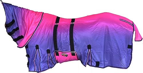 Miniatura 6 de 74" Caballo Luz Verano Primavera Flujo de Aire Malla Cuello Desprendible Rosa Ombre 73159