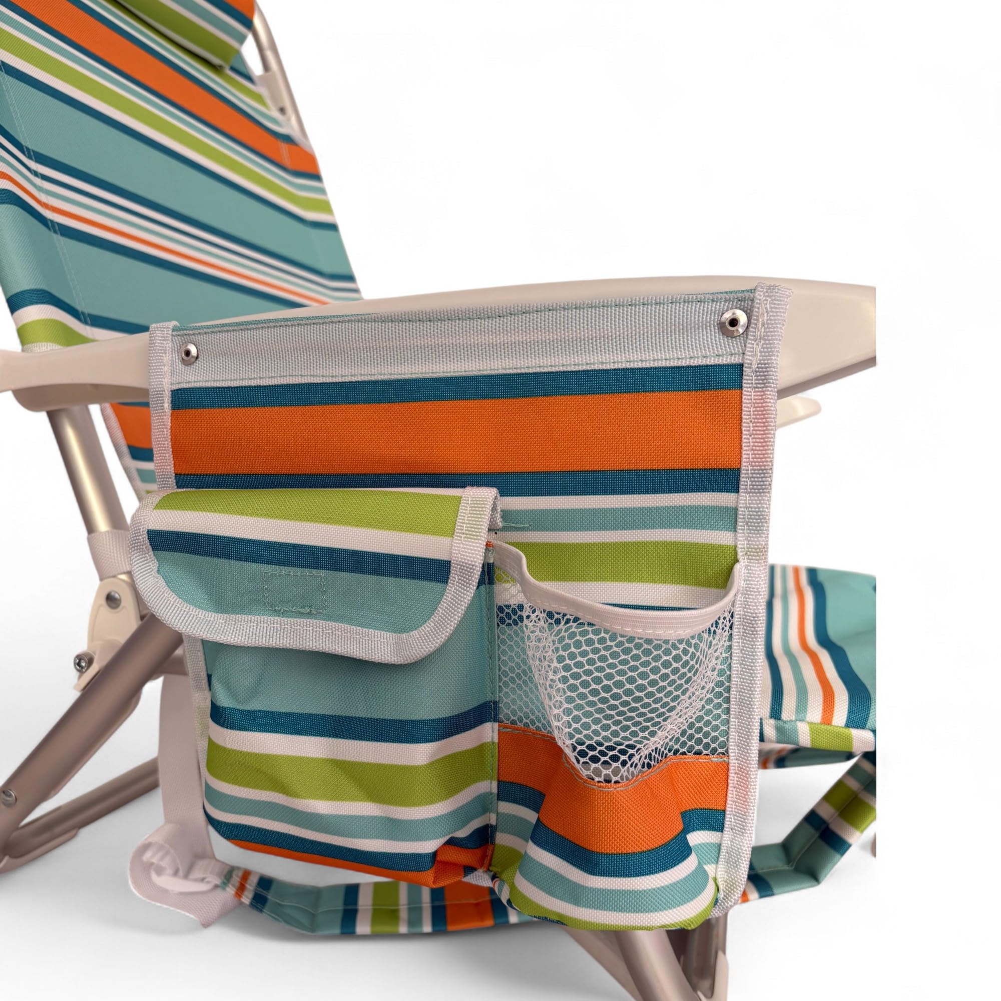 Pincho Silla Playa Plegable Ligera, Reclinable 4 Posiciones con Cojin, Ajustable, Estructura de Aluminio, Mochila, Bolsillo, Ideal Jardin Camping Piscina (2)