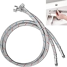 2 Pieces Plumbing Hoses, Flexible Connecting Hose Tap Hoses G1/2 x M10, Stainless Steel Braided Hose Taps for Plumbing Bathrooms Kitchens