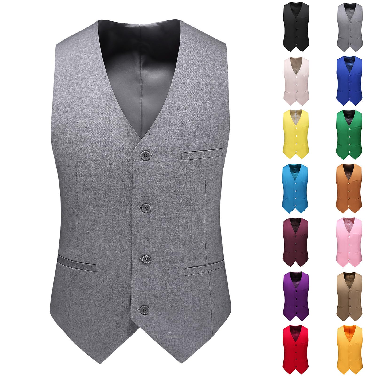 Gilet da uomo formale per feste di matrimonio, elegante, tinta unita, per ballo, matrimonio, business, sposo, gilet per feste, slim fit