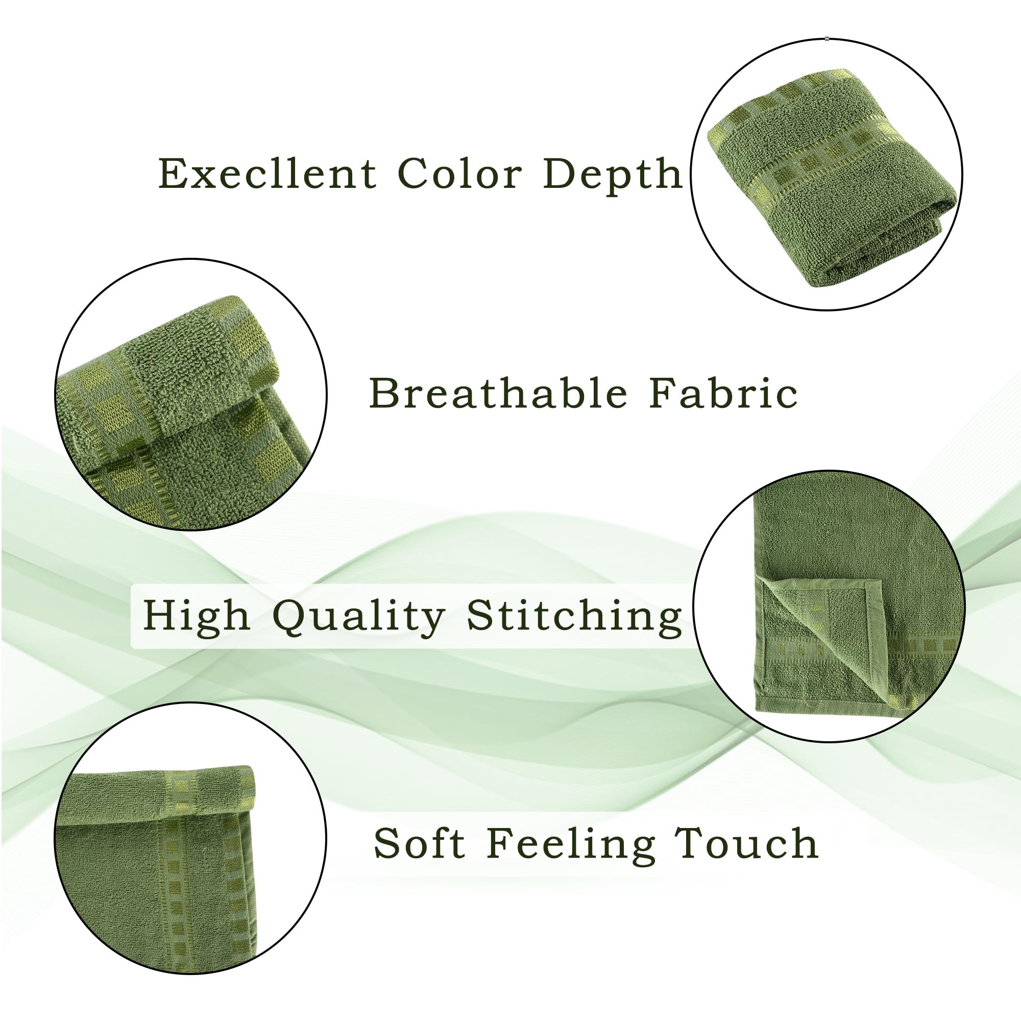 Urbane Home Pack of 4 Cotton Hand/Face Towels for Men & Women | Easily Washable | Workout Gym Napkins for Men | Pocket Towel - Green & Brown 4