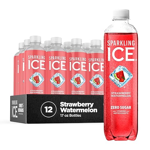 Miniatura 1 de Sparkling Ice Fresa Sandía Agua con gas con antioxidantes y vitaminas cero azúcar Botellas de 17 oz Paquete de 12