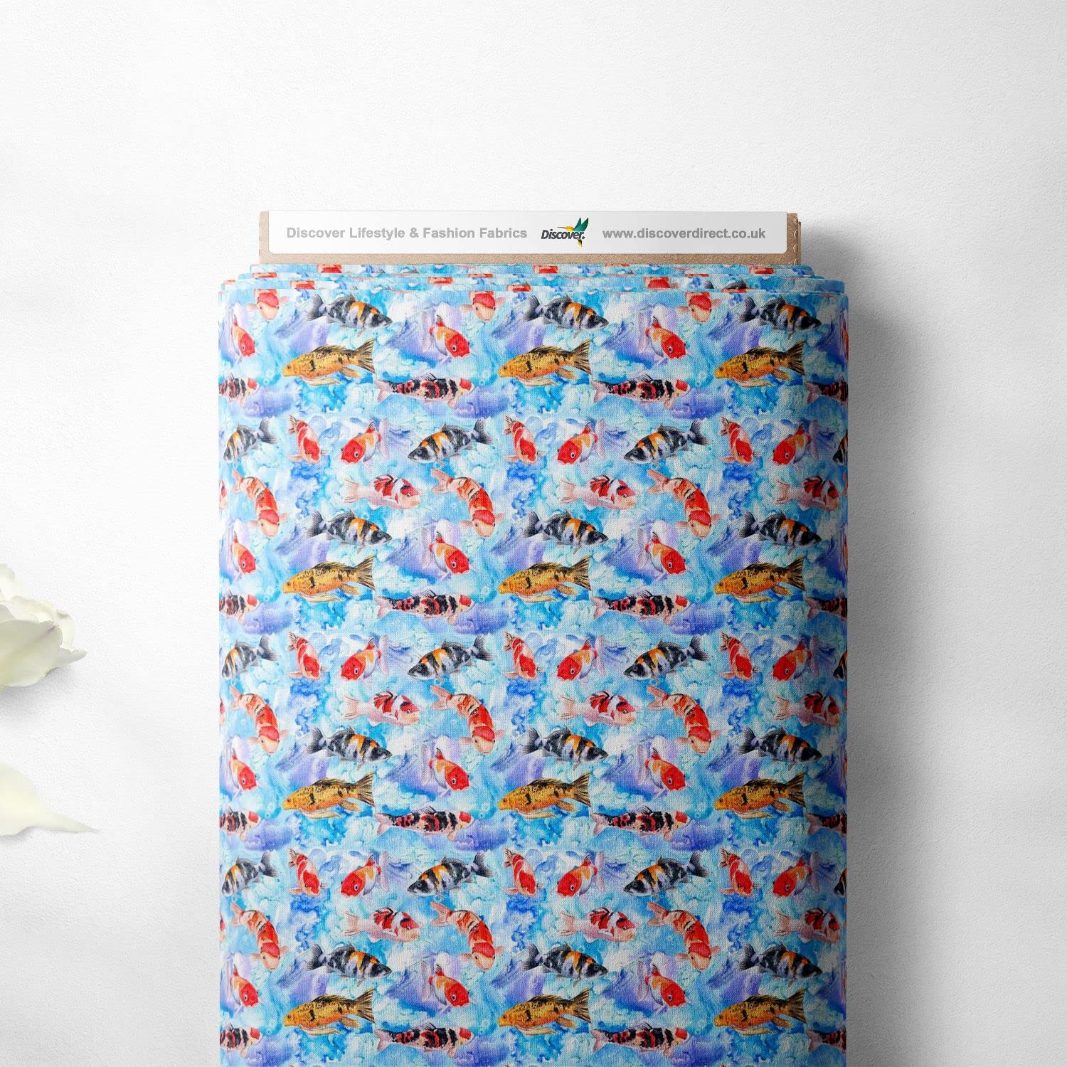100% Cotton Sea Life Aquarium Fish Whale Printed Novelty Design Children Kids Craft Dress Quality Sewing Fabric Material | 55" - 140 cm Wide (Per Half Metre, Goldfish)