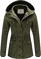 WenVen Women's Lightweight Cotton Military Anorak Jacket with Detachable Hood - Casual Fall Comfort Coat