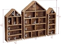 Vista 2 de Ikee Design Caja de madera con forma de casa para cubículos de sombra de exhibición, organizador de almacenamiento para mini figuras, juego de 3