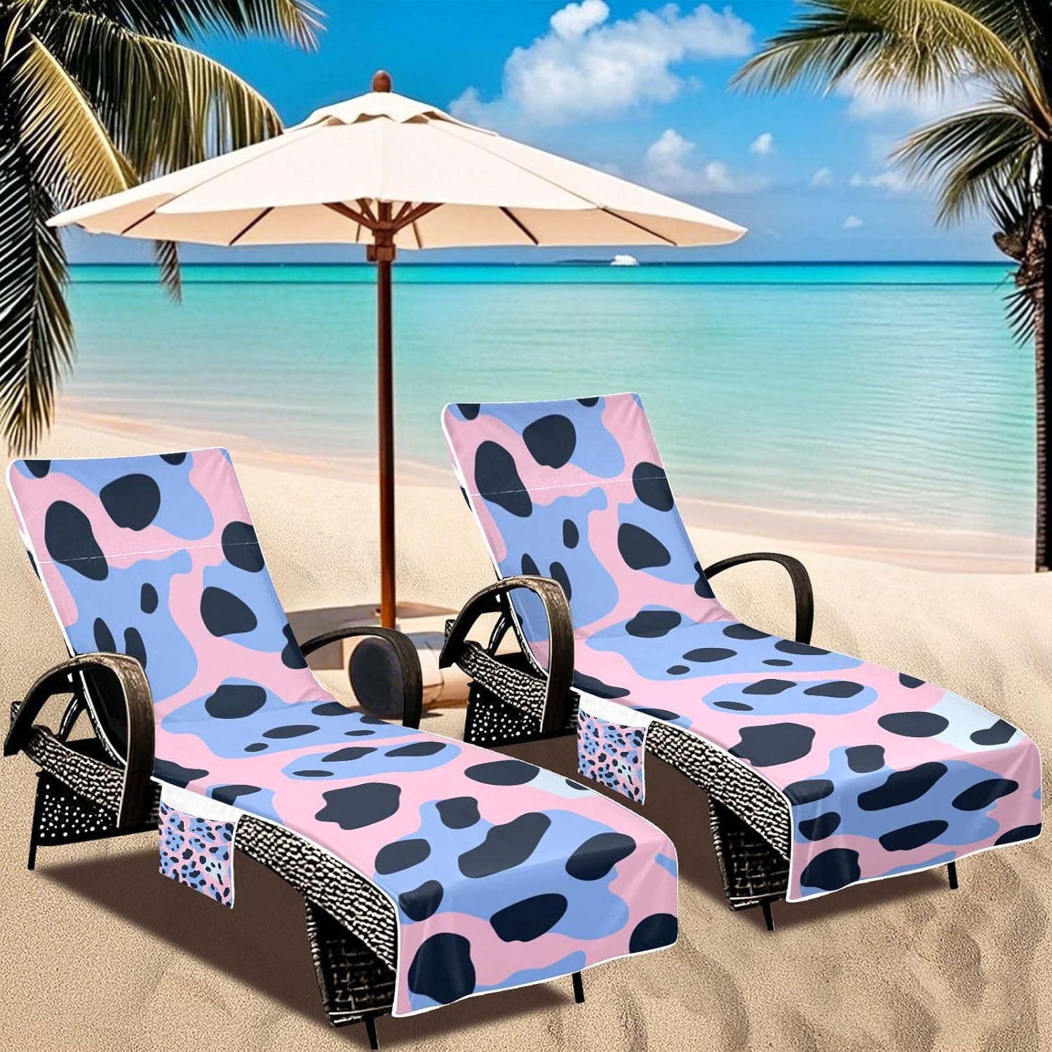 Patio Chaise Lounge Chair Cover Soft Absorbent Patio Chaise Lounge Chair Towels with Pockets for