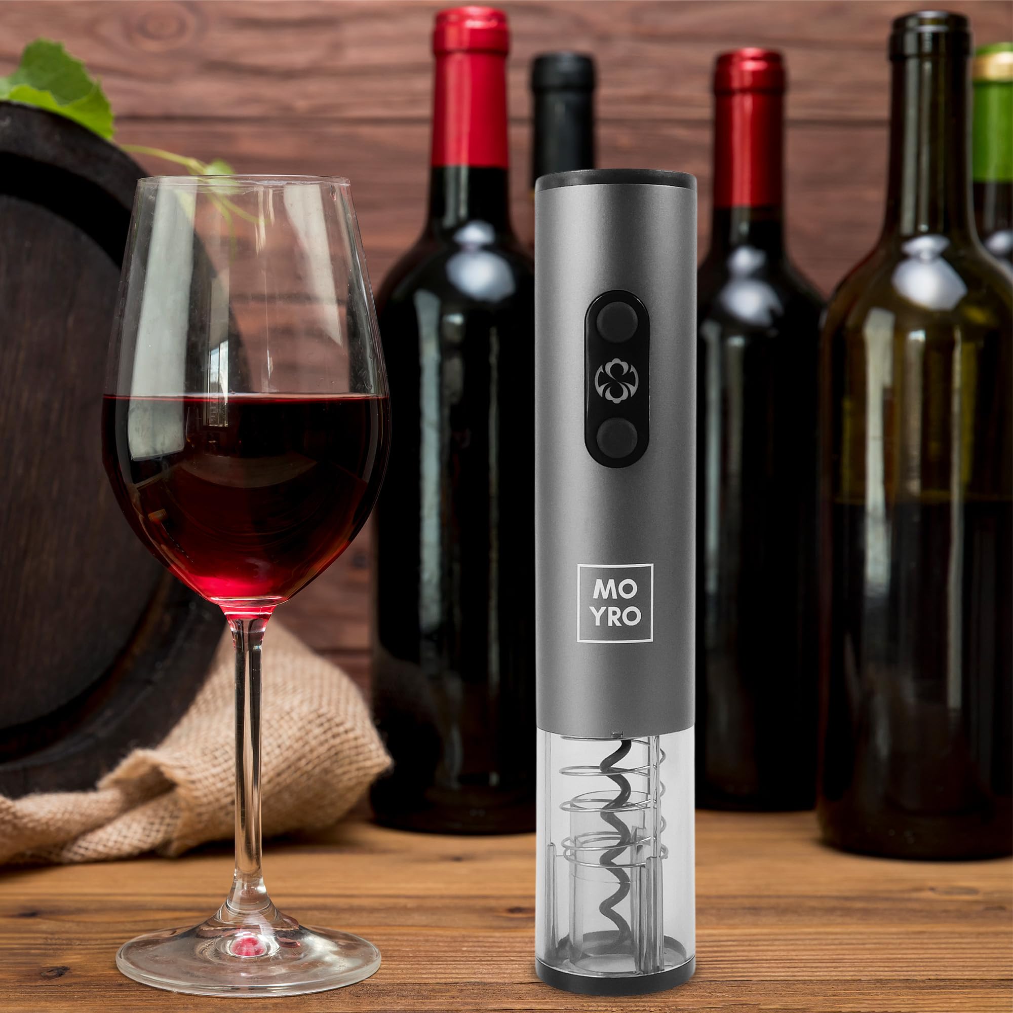 Sacacorchos Eléctrico, Abridor de Vino Automatico Profesional 4 en 1 con Cortacapsulas Botella, Vertedor de Vino, Tapón de Vino de Vacío, Funciona con 4 Pilas AA (no incluidas).