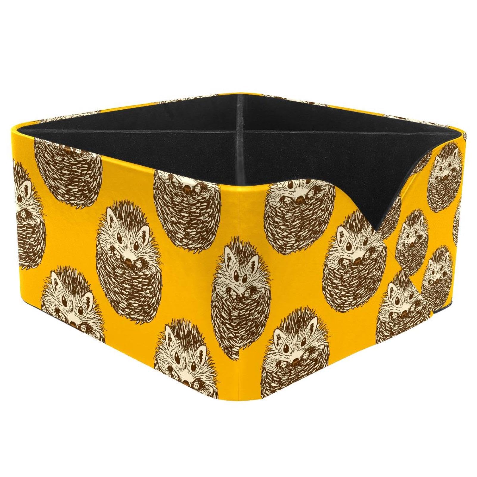 KengjuTesu Hedgehog Pattern Desktop Organizer Pen Holder, Rectangular Pencil Cup for Office, Study and Makeup Stations