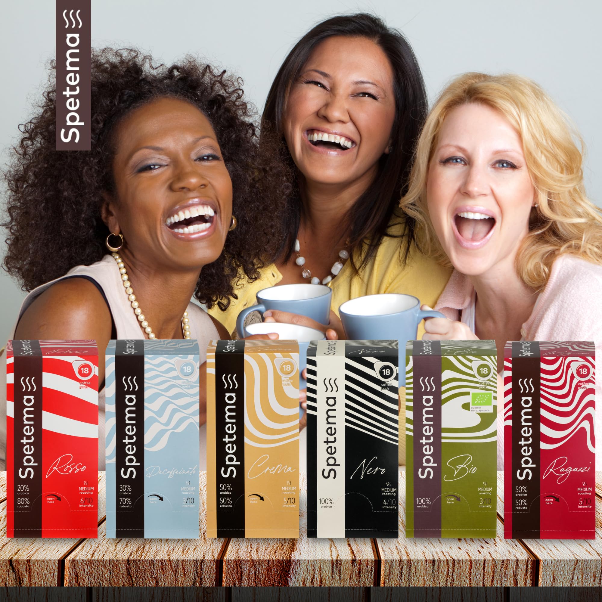 Spetema E.S.E Kaffeepads ESPRESSO CREMA, 144 Pads, Intensität 5/10 | Mittlere Röstung, 50% Arabica & 50% Robusta, 144 E.S.E Coffee Pods für Pad-Maschine, (8 Boxen x 18 Pads)