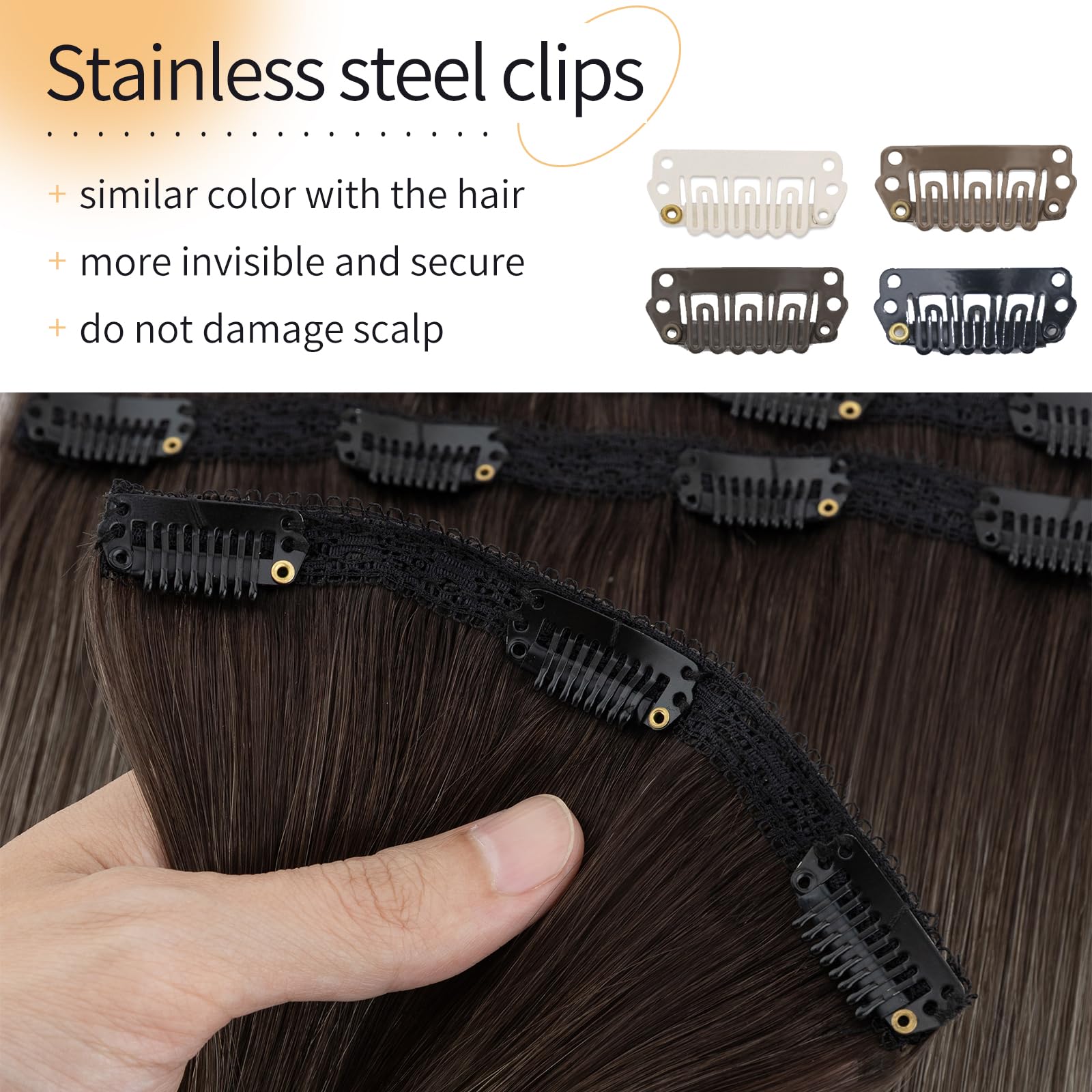 S-noilite Clip in Extensions Echthaar Natürliches Schwarz Highlight Grau Haarverlängerung Echthaar Clip in 86g Extensions Remy Menschliches Haar Glattes 3 Stücke 55cm